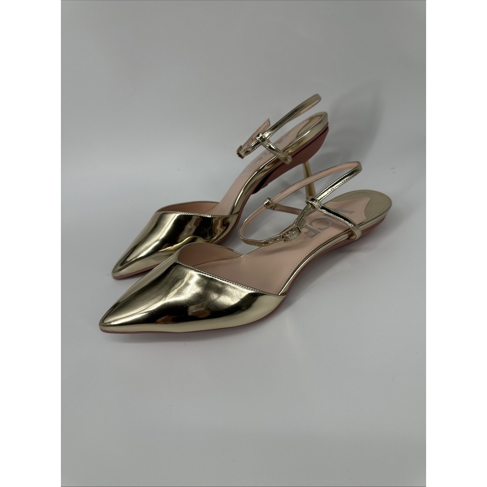 VICE VERSA Editor Sandals GORGEOUS Gold Size 10.5 Heels That Fold To Flat